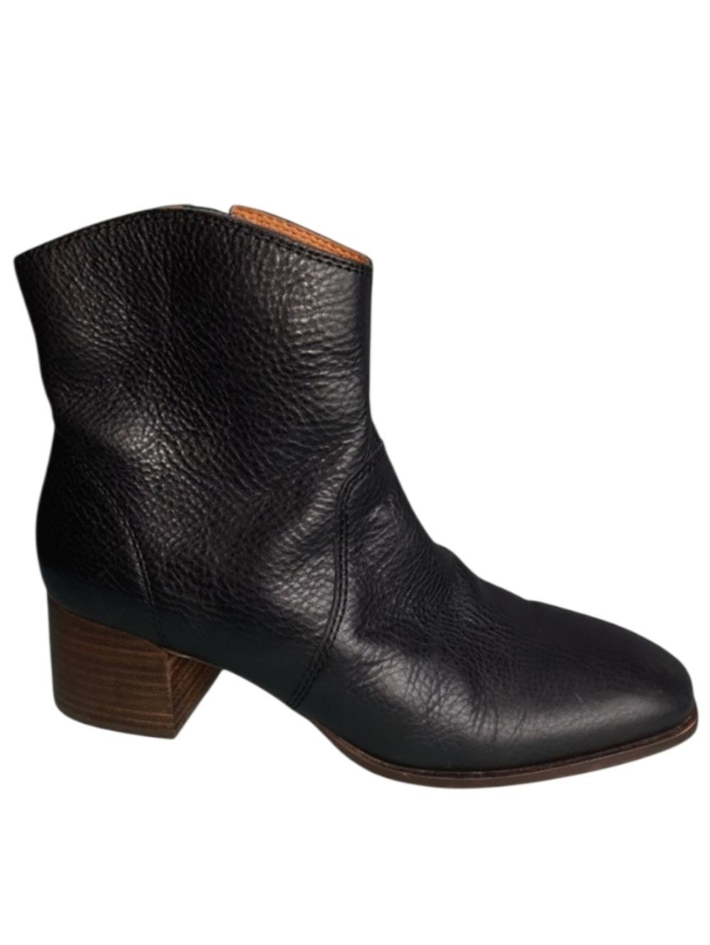 Lucky Brand Laidem Black Pebbled Leather Western Ankle Heeled Boot SZ 7.5
